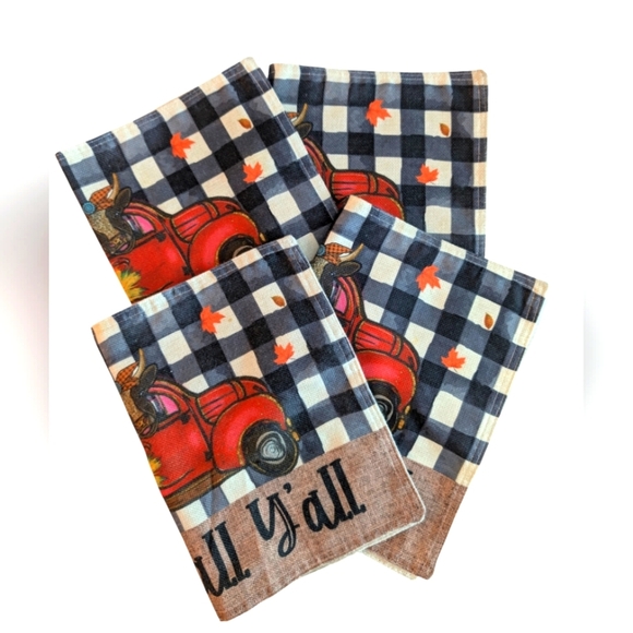 Fall Watercolor Plaid Placemats Set of 4 - Picture 3 of 4